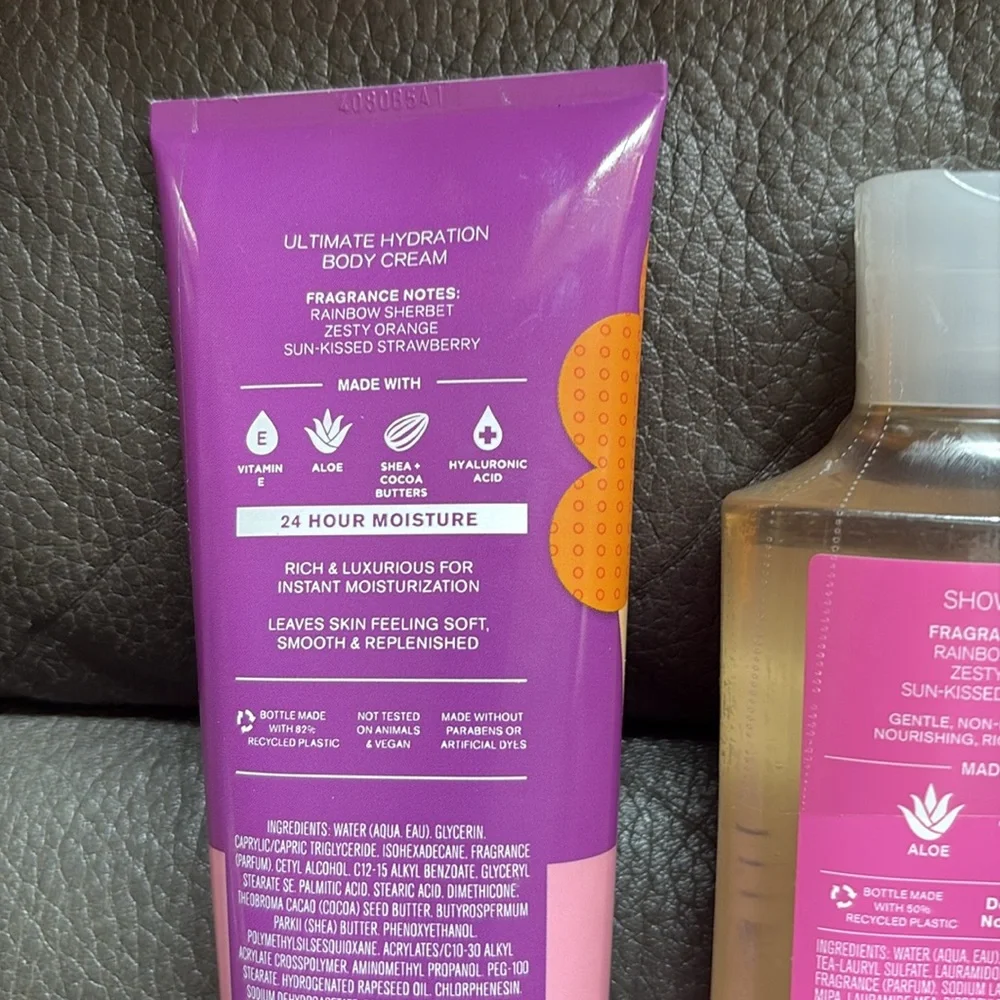Bath and body fruity sherbet scoop body cream and body wash